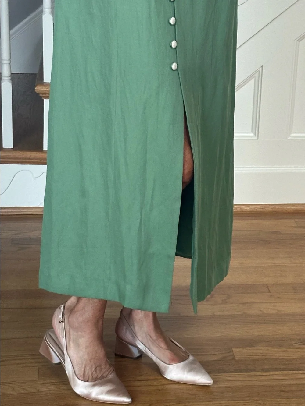 Tuckernuck Sage Green Button-Front Midi dress